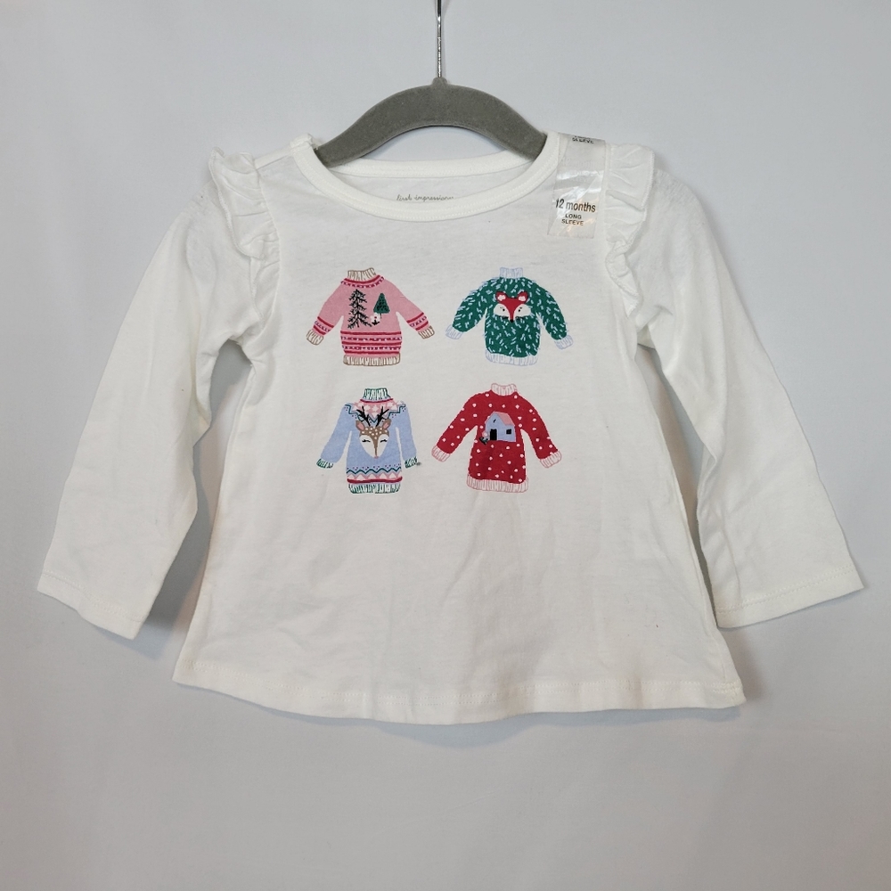 NEW - First Impressions Girl's Long-Sleeve White Top (various sizes)